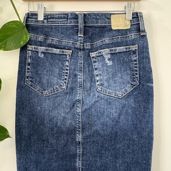 AG Adriano Goldschmied Blue Distressed Pencil Skirt - Picture 8 of 8